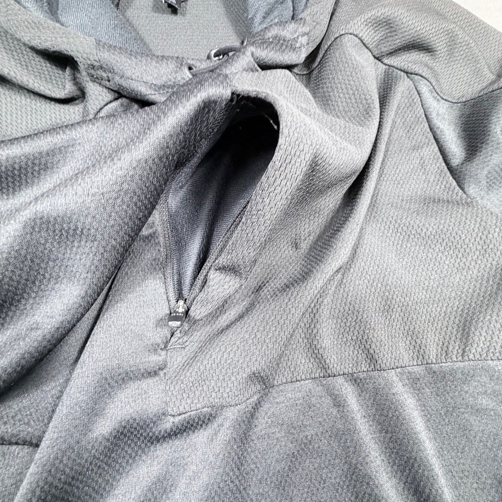 Adidas Mens Small Gray Textured Mesh Pullover Hoodie Zipper Chest Pocket Outdoor - Picture 2 of 11